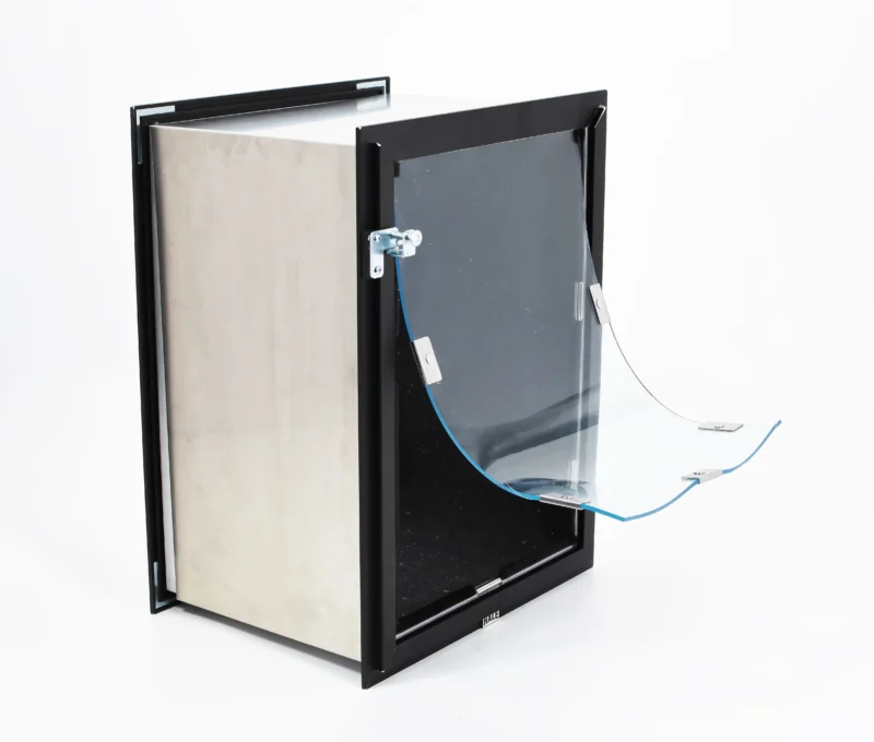 Dog Door Wall in four color options (white, black, beige, and silver), designed for easy installation in walls, providing secure and convenient access for pets.