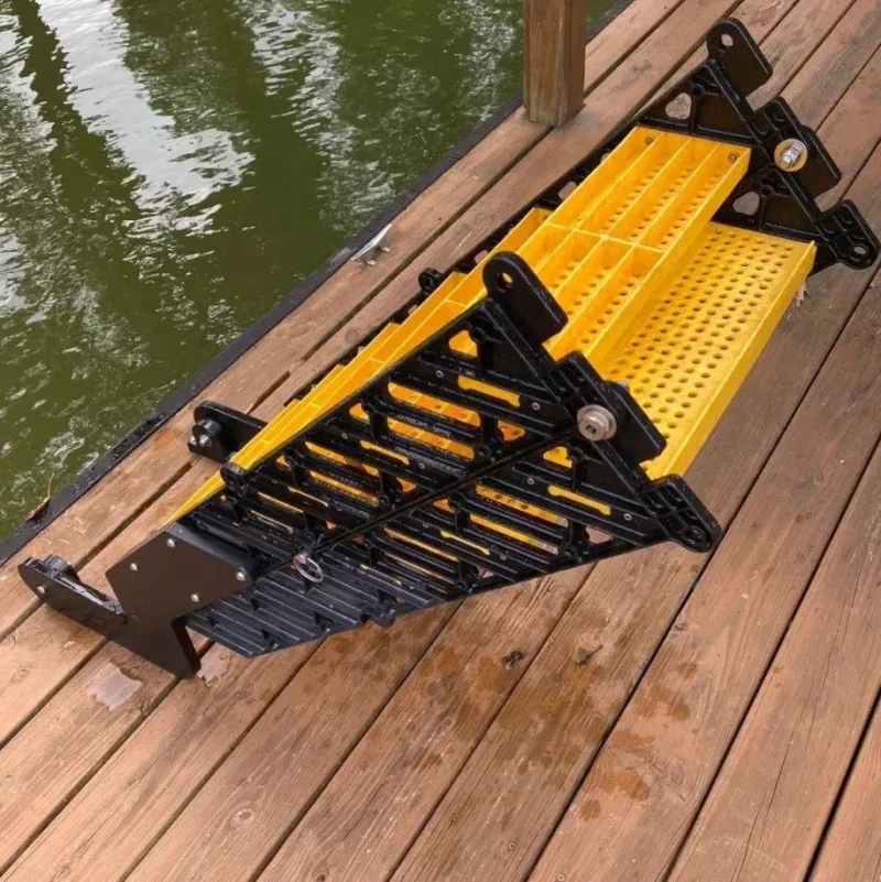 WAG Boarding Steps™ for Docks Model PM-12 is a dog-friendly dock ladder designed for water-loving dogs, providing a stable and easy-to-use ramp for independent entry and exit from the water. Perfect for swim or boat docks.